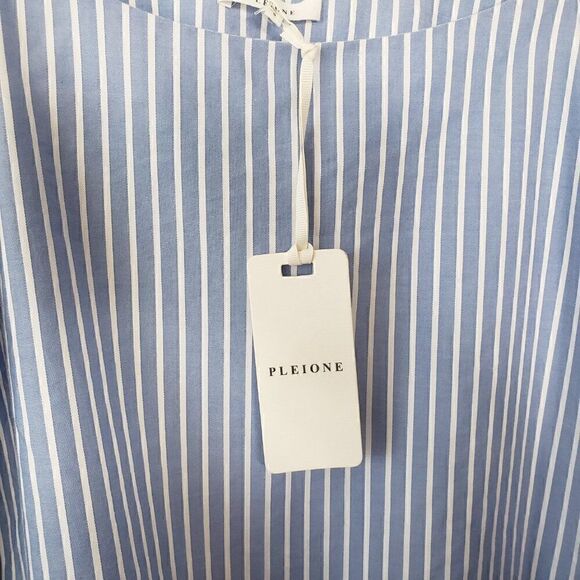 Pleione Off The Shoulder Blue White Striped Top Size S Flutter Bell Sleeve NEW - Picture 5 of 8